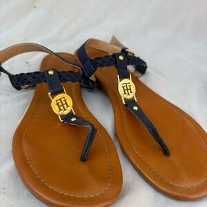 Tommy Hilfiger Women's Black and Tan Sandals